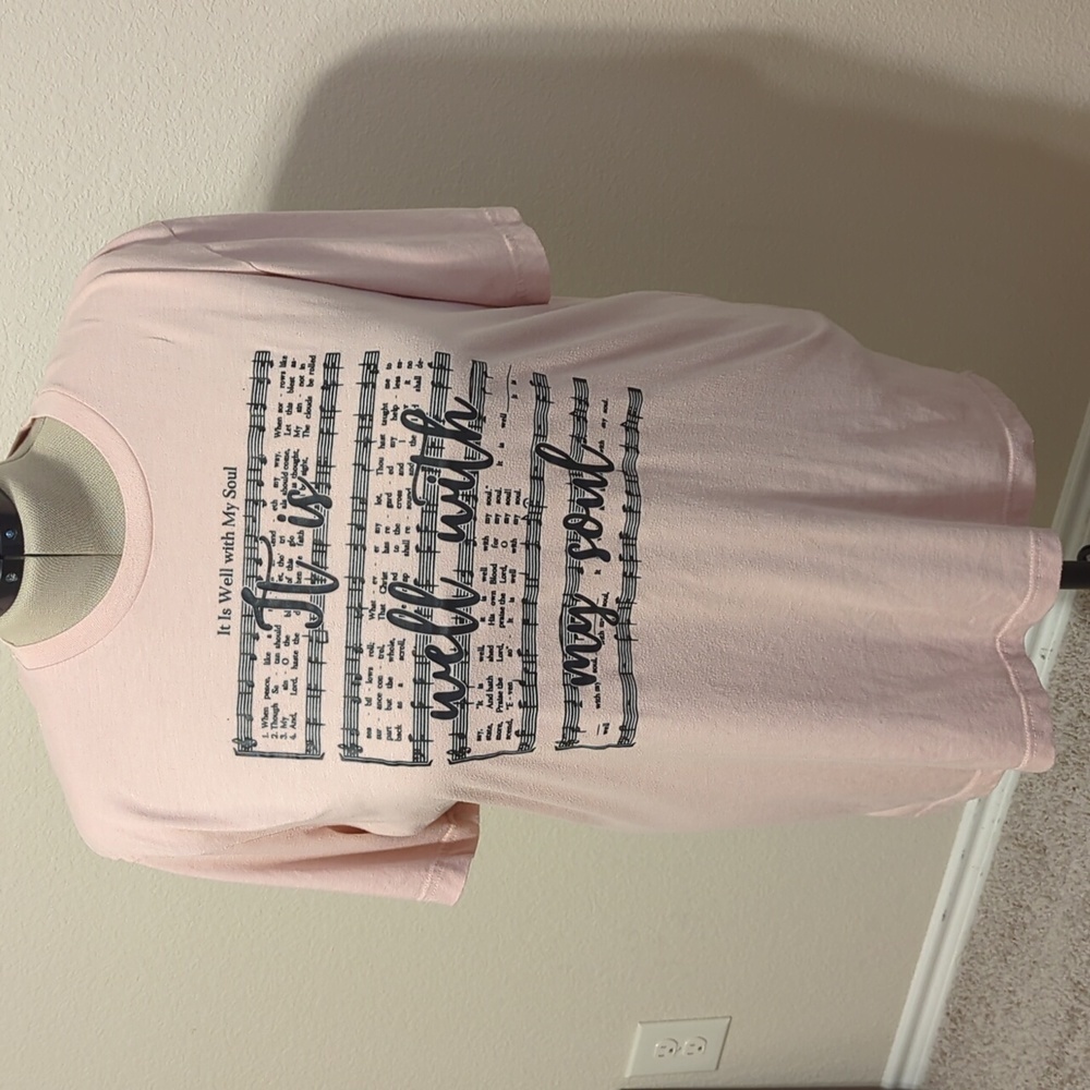 Pink women's 2XL plus t-shirt "It Is Well With My Soul" graphic